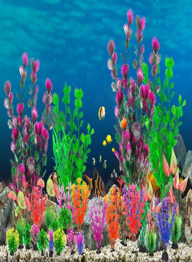 CousDUoBe 30Pcs Aquarium Plants, Fish Tank Accessories Artificial Aquatic Plants,Full Set of Fish Tank Decorations, Various Sizes - Image 2